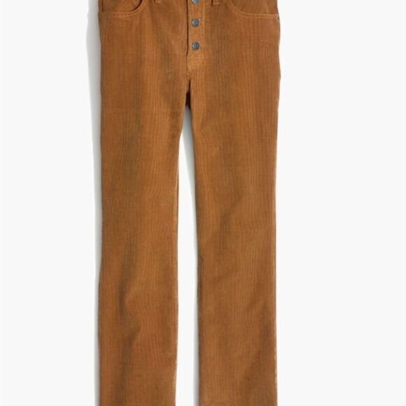 Madewell Cali Demi-Boot Corduroy Pants Size 32 Button Fly Raw Hem Camel Brown - Picture 1 of 12